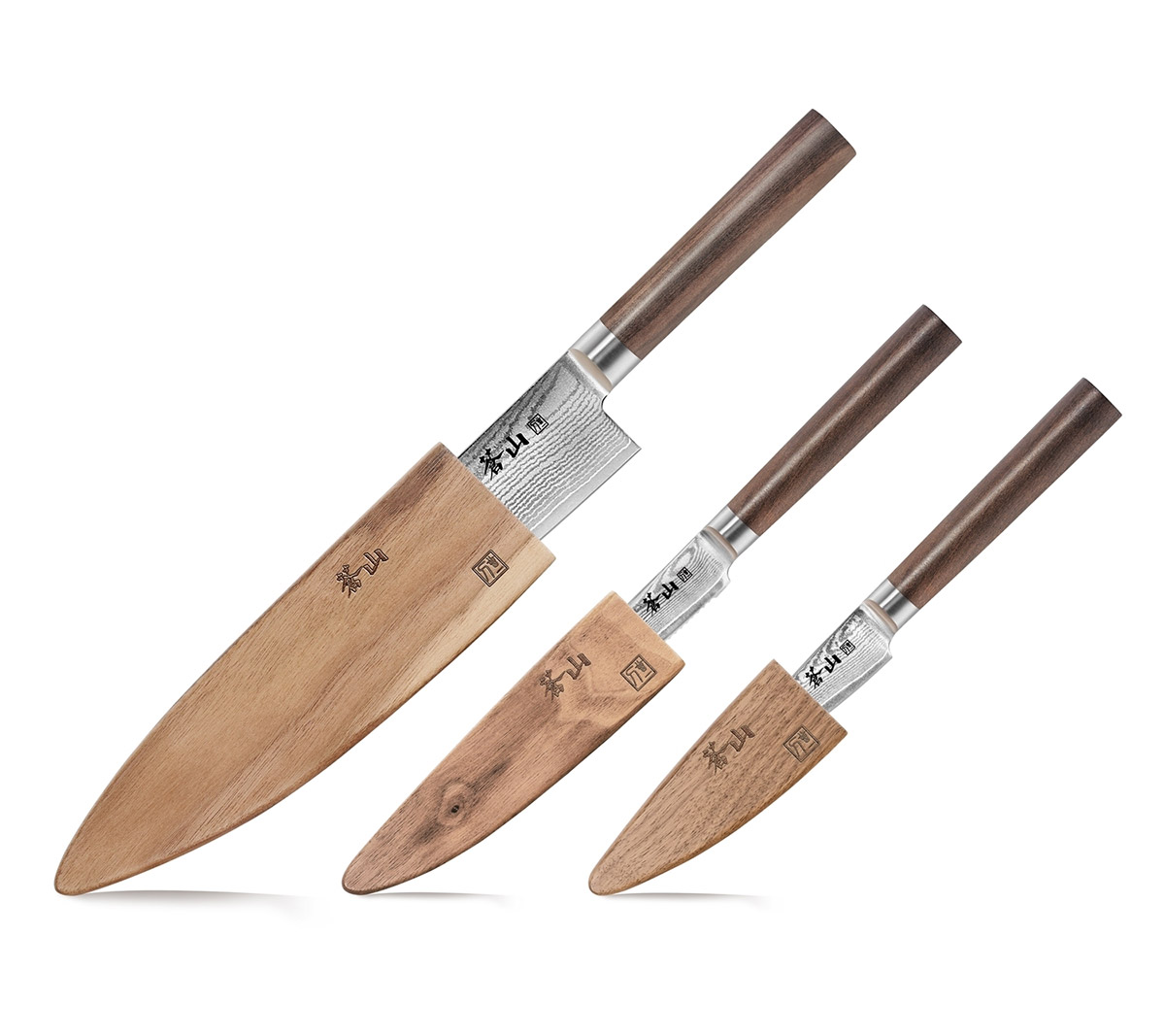 Cangshan 3 piece Starter Knife Set Walnut Sheath - Luxurious Interiors