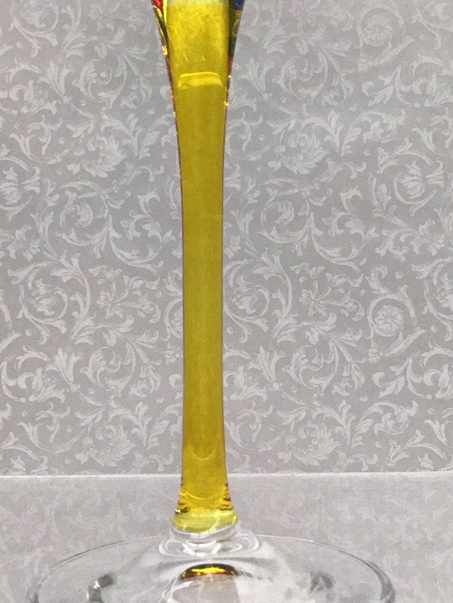 Yellow Stem Venetian Glass Glacier Wine Glass - Handmade in Italy
